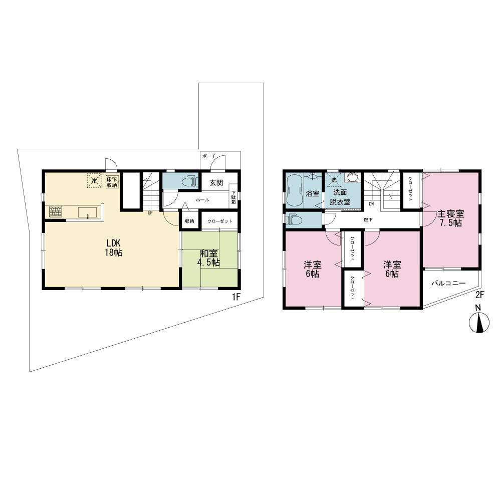 Floor plan. 45,800,000 yen, 4LDK, Land area 125.03 sq m , Building area 102.67 sq m