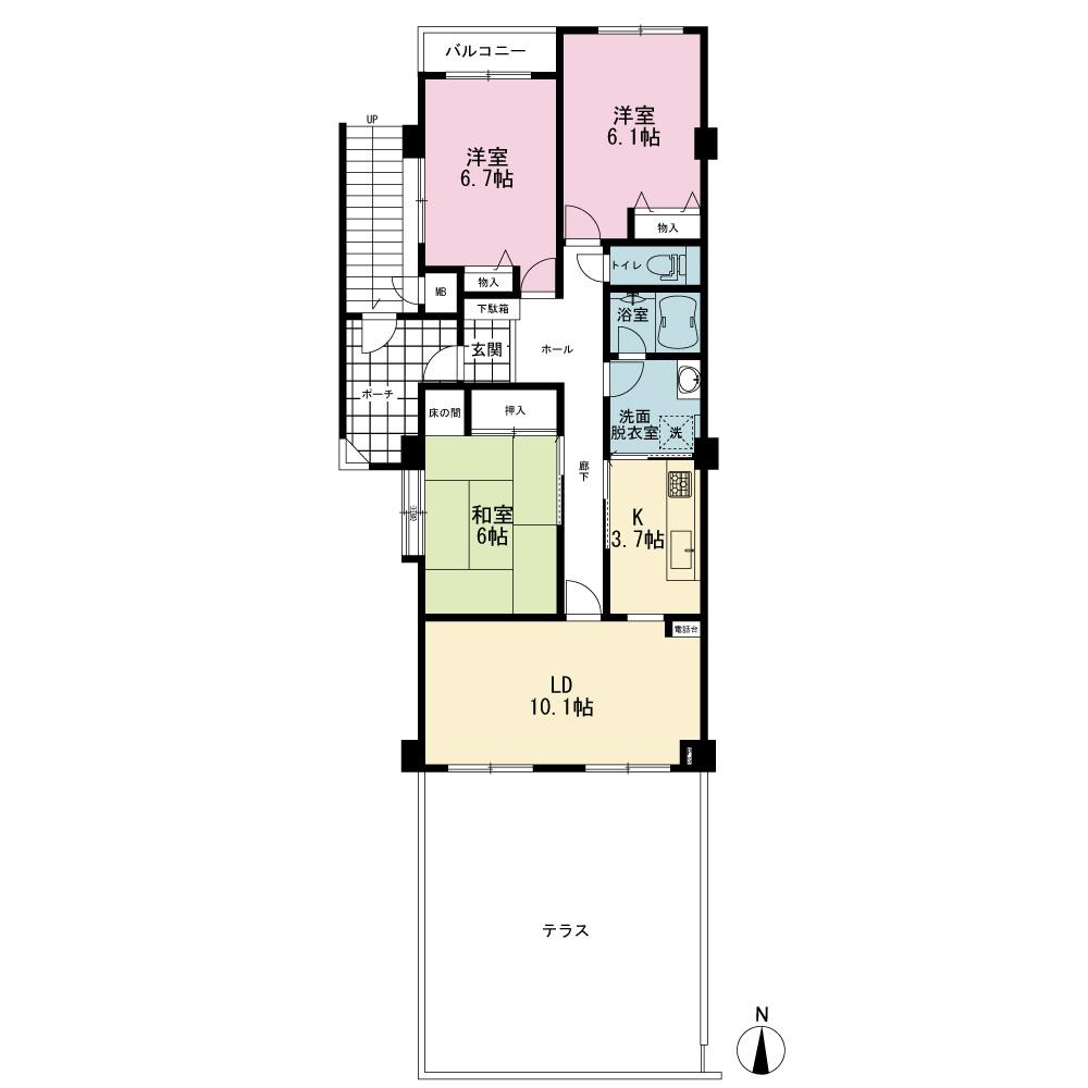 Floor plan. 3LDK, Price 14.5 million yen, Occupied area 76.95 sq m , Balcony area 2.48 sq m