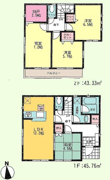 Floor plan. (1 Building), Price 38,800,000 yen, 4LDK, Land area 100.08 sq m , Building area 89.09 sq m