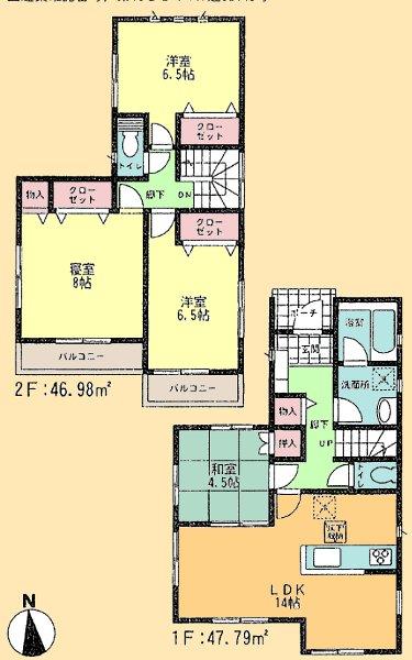 Floor plan. (3 Building), Price 35,800,000 yen, 4LDK, Land area 100.1 sq m , Building area 94.77 sq m