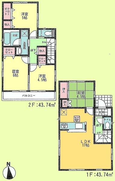 Floor plan. (4 Building), Price 38,800,000 yen, 4LDK, Land area 100.1 sq m , Building area 87.48 sq m