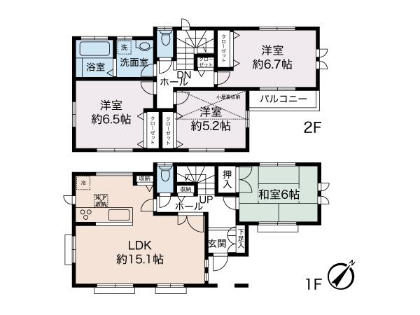 Floor plan. 40,950,000 yen, 4LDK, Land area 99.54 sq m , Building area 96.67 sq m floor plan