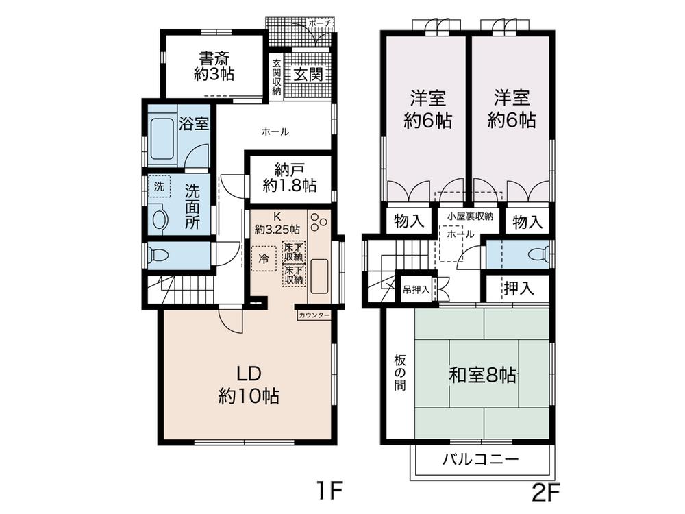 Floor plan. 24,800,000 yen, 3LDK + 2S (storeroom), Land area 92.86 sq m , Building area 101.85 sq m