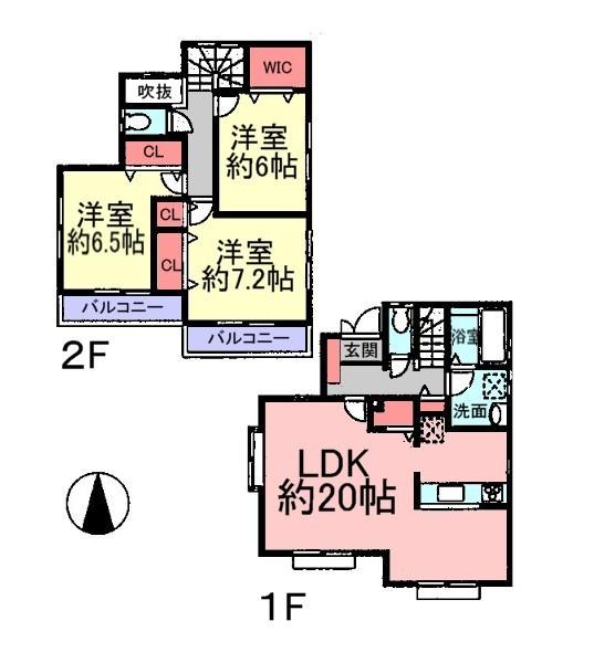 Floor plan. (4 Building), Price 31,800,000 yen, 3LDK, Land area 125.42 sq m , Building area 96.05 sq m