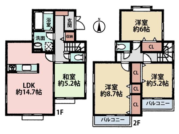 Floor plan. (8 Building), Price 31,800,000 yen, 4LDK, Land area 125.36 sq m , Building area 96.05 sq m