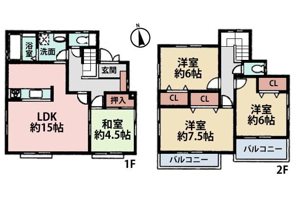 Floor plan. (27 Building), Price 32,800,000 yen, 4LDK, Land area 143.69 sq m , Building area 96.05 sq m
