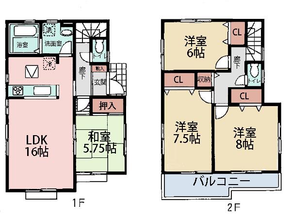 Floor plan. (3 Building), Price 29,800,000 yen, 4LDK, Land area 129.48 sq m , Building area 99.77 sq m