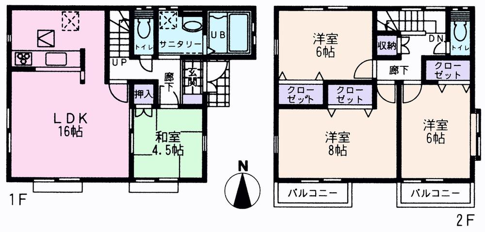 Floor plan. (14 Building), Price 37,800,000 yen, 4LDK, Land area 125.37 sq m , Building area 96.05 sq m