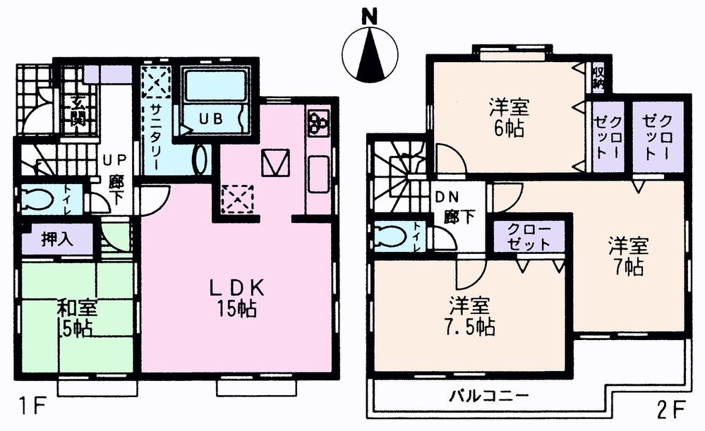 Floor plan. (19 Building), Price 38,800,000 yen, 4LDK, Land area 125.4 sq m , Building area 96.05 sq m