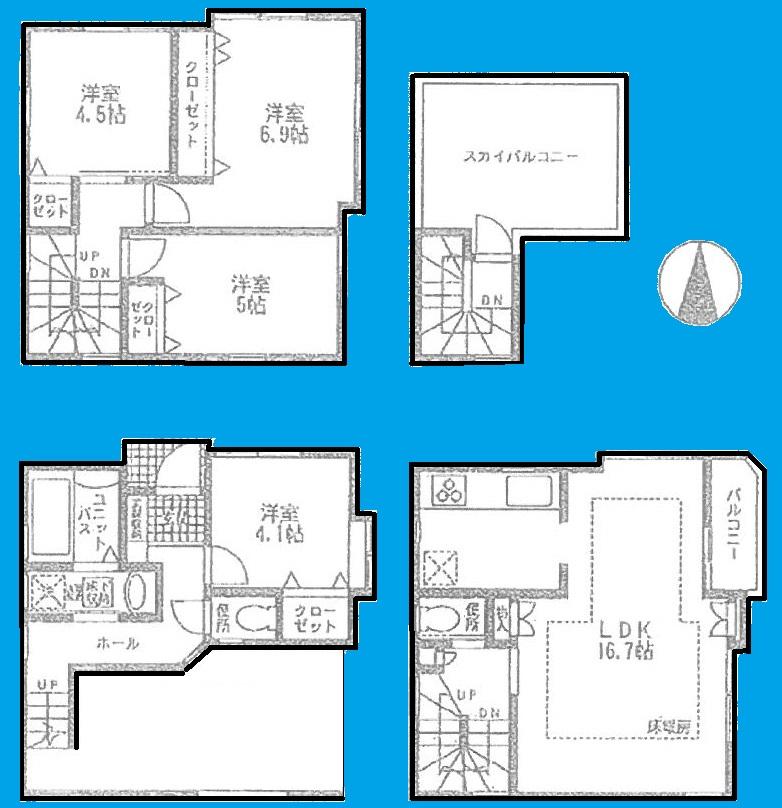 Floor plan. (A Building), Price 37,850,000 yen, 4LDK, Land area 48.11 sq m , Building area 109.53 sq m