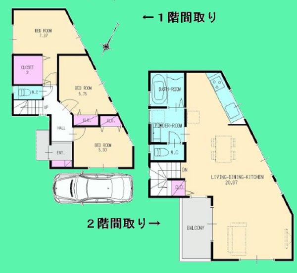 Floor plan. 31,800,000 yen, 3LDK, Land area 128.84 sq m , Building area 91.7 sq m
