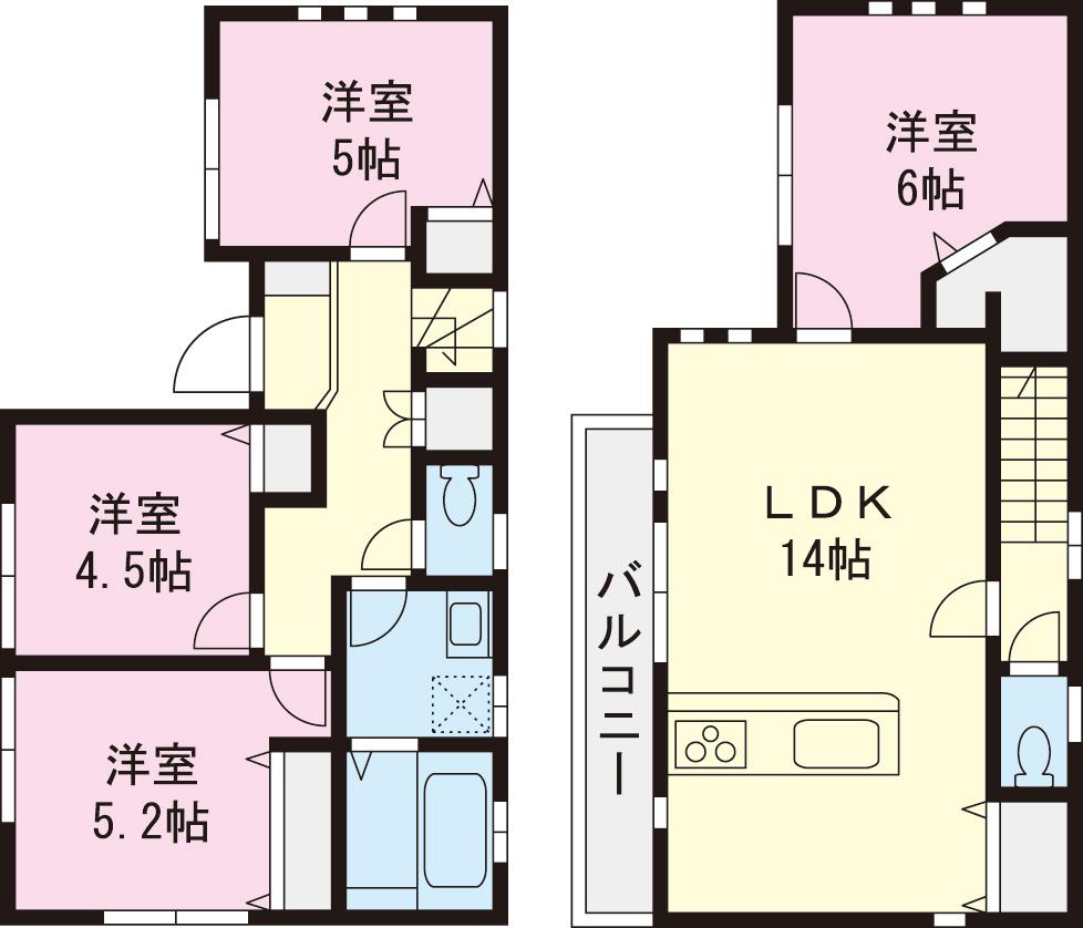 Floor plan. (1 Building), Price 38,958,000 yen, 4LDK, Land area 78.12 sq m , Building area 84.04 sq m