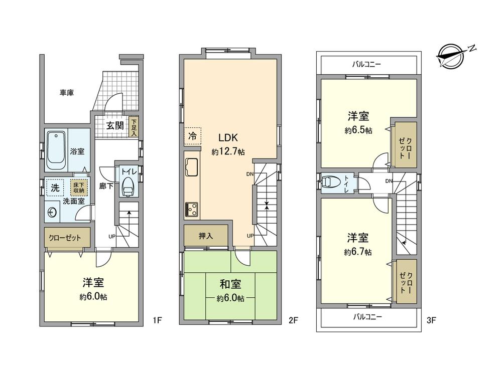 Floor plan. (D Building), Price 34 million yen, 4LDK, Land area 59.57 sq m , Building area 99.63 sq m