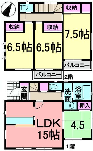 Floor plan. 39,800,000 yen, 4LDK, Land area 152.33 sq m , Building area 92.34 sq m