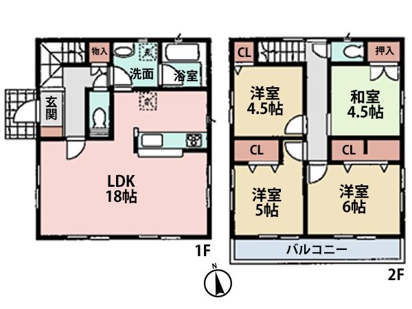 Floor plan. (3 Building), Price 30,800,000 yen, 4LDK, Land area 130.55 sq m , Building area 90.72 sq m