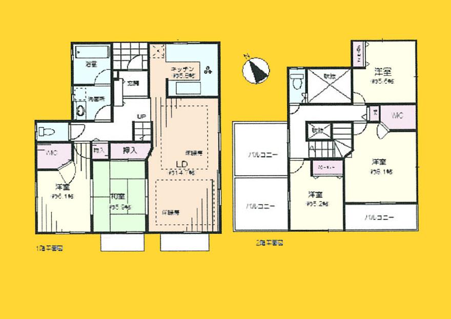 Floor plan. 35.4 million yen, 5LDK, Land area 172.11 sq m , Building area 122.57 sq m