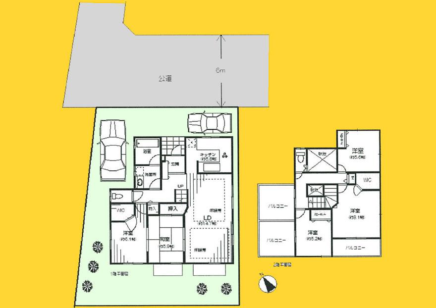 Compartment figure. 35.4 million yen, 5LDK, Land area 172.11 sq m , Building area 122.57 sq m