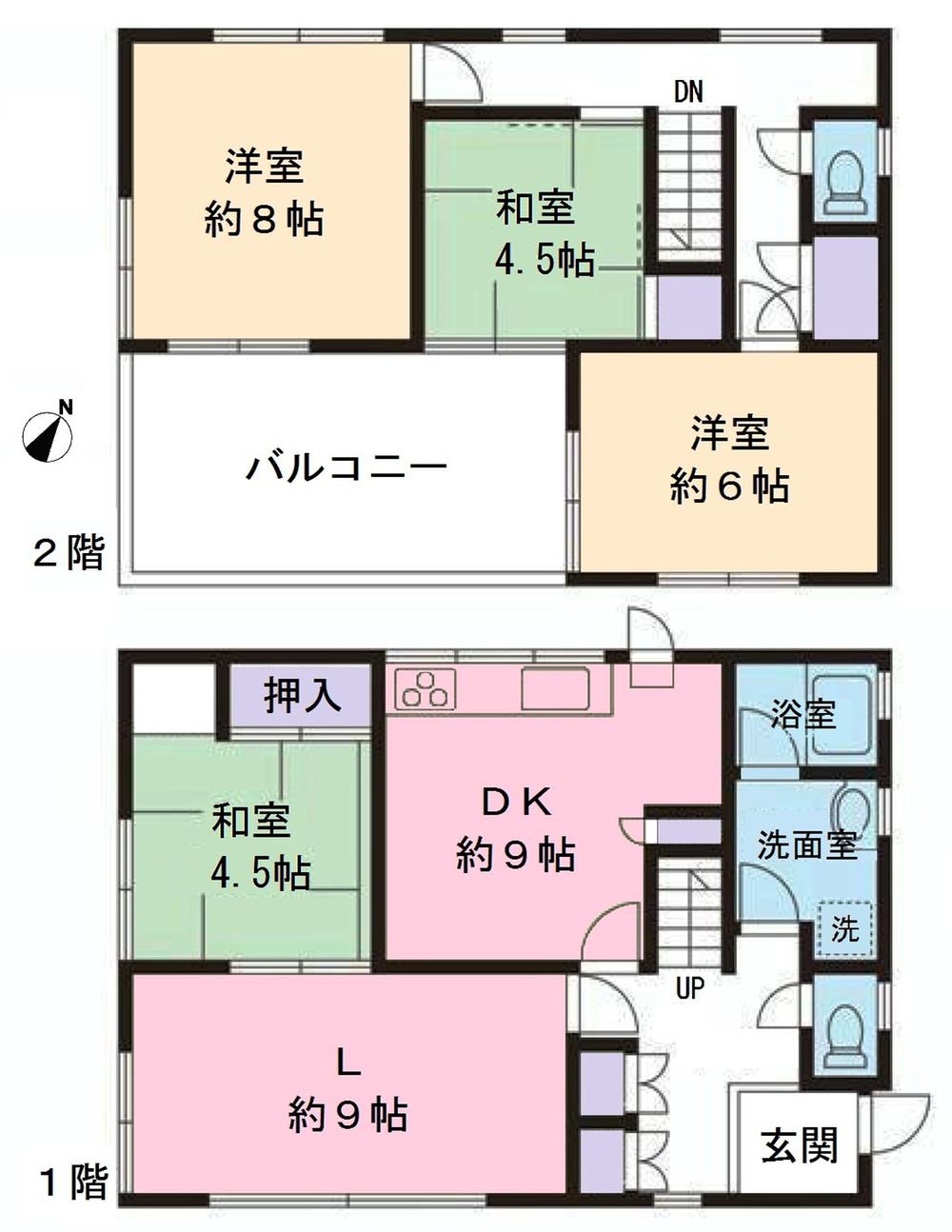 Floor plan. 22.5 million yen, 4LDK, Land area 164.39 sq m , Lightweight steel frame of Beruhausu to building area 101.52 sq m building