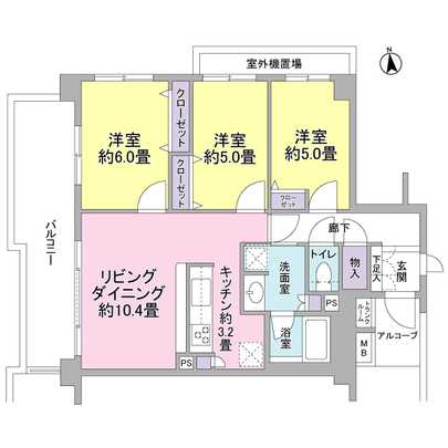 Floor plan. For the northwest corner room type, Per yang ・ View ・ Ventilation is good.