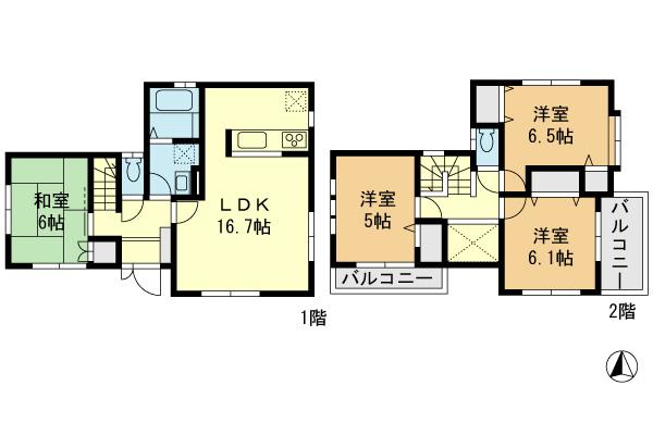 Floor plan. (6 Building), Price 37,800,000 yen, 4LDK, Land area 103.21 sq m , Building area 95.84 sq m