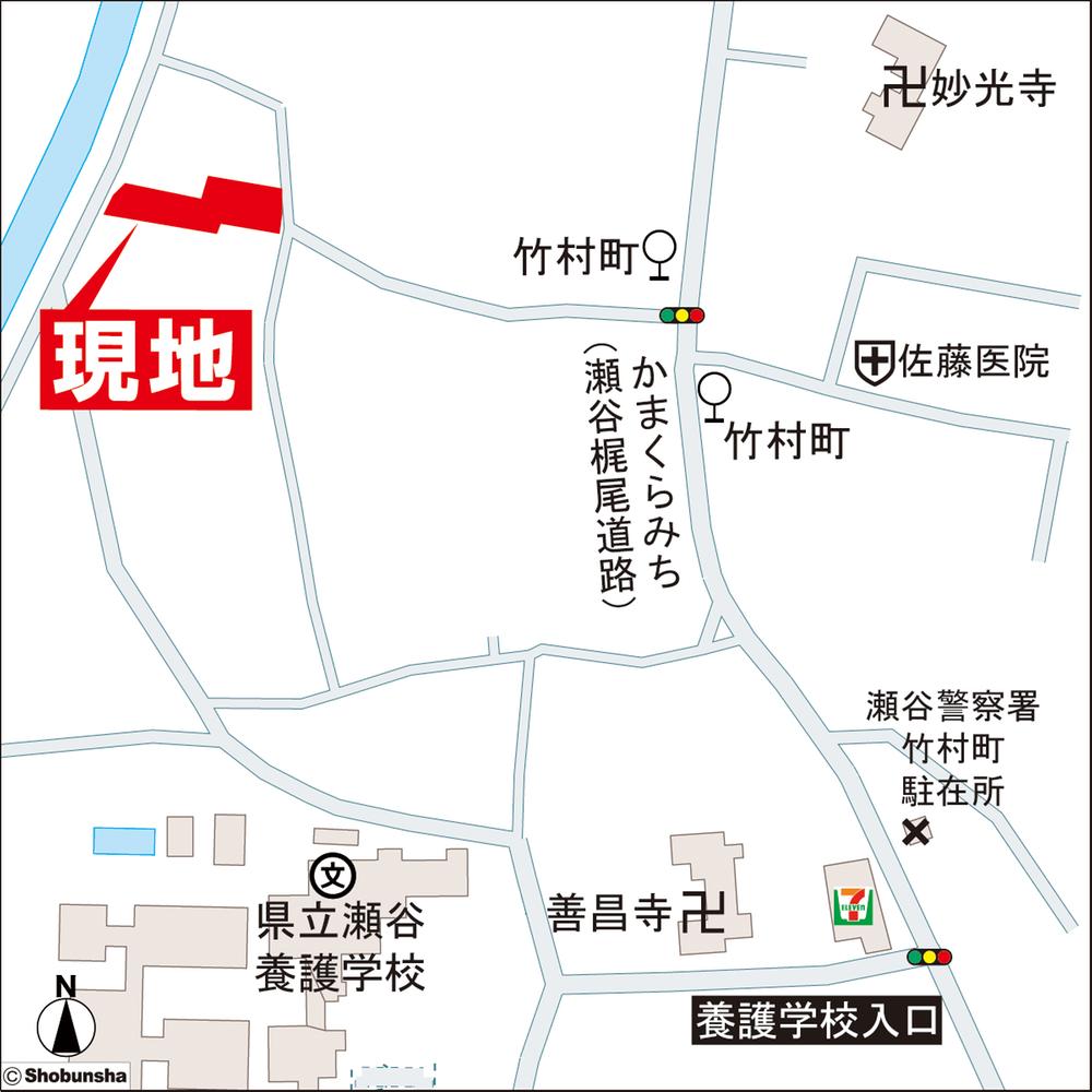 Local guide map. Get off at the bus stop "Takemura town" There is a 2-minute walk.