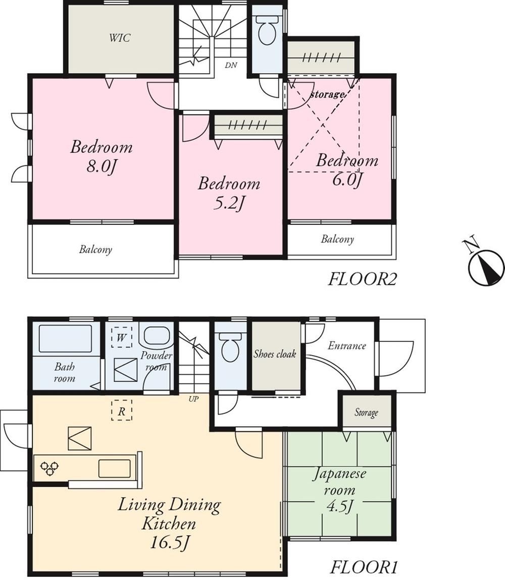 Floor plan. (1 Building), Price 36,800,000 yen, 4LDK, Land area 162.19 sq m , Building area 101.85 sq m