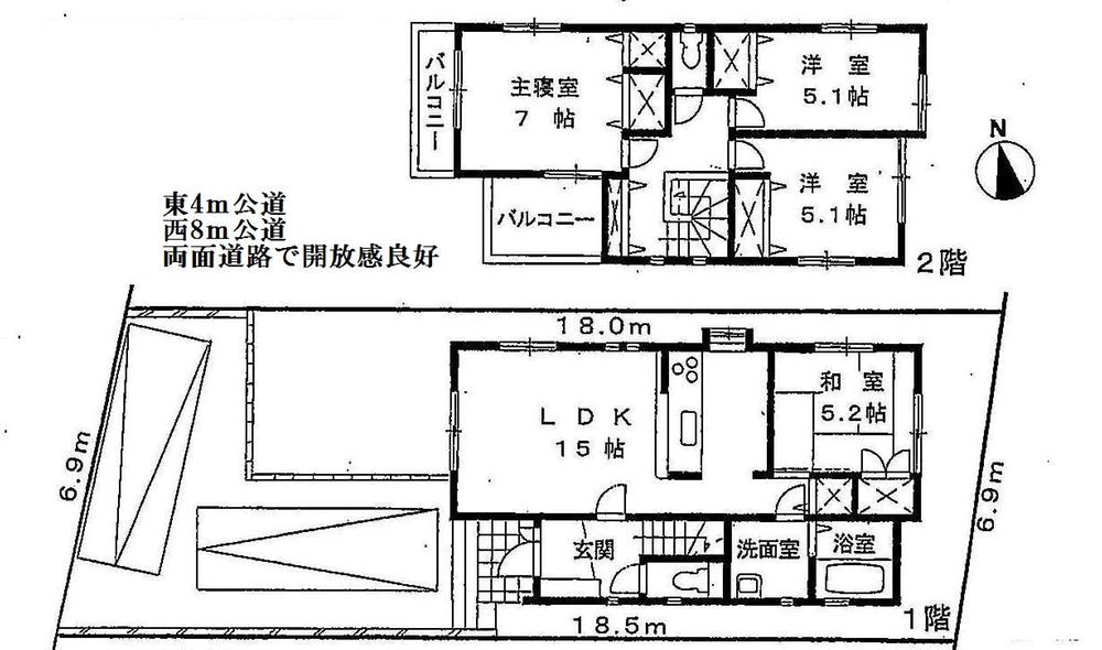 Floor plan. 44,800,000 yen, 4LDK, Land area 125 sq m , Building area 91.71 sq m