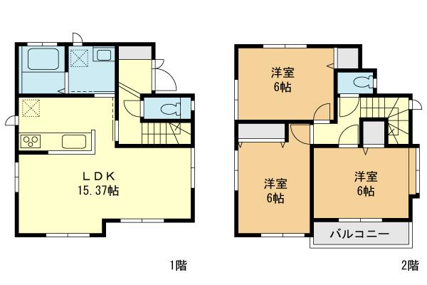 Floor plan. (Building 2), Price 38 million yen, 3LDK, Land area 100.37 sq m , Building area 78.46 sq m