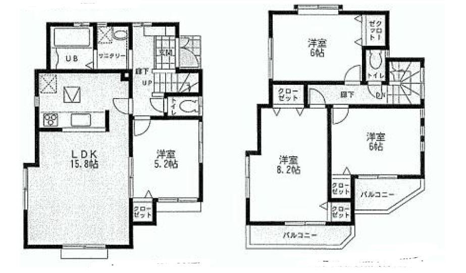Floor plan. (3 Building), Price 33,800,000 yen, 4LDK, Land area 103.59 sq m , Building area 94.19 sq m