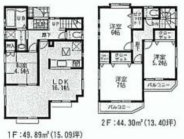 Floor plan. (4 Building), Price 36,800,000 yen, 4LDK, Land area 105.18 sq m , Building area 94.19 sq m
