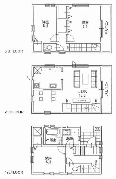 Floor plan. (C Building), Price 34,800,000 yen, 2LDK+S, Land area 53.79 sq m , Building area 84.66 sq m