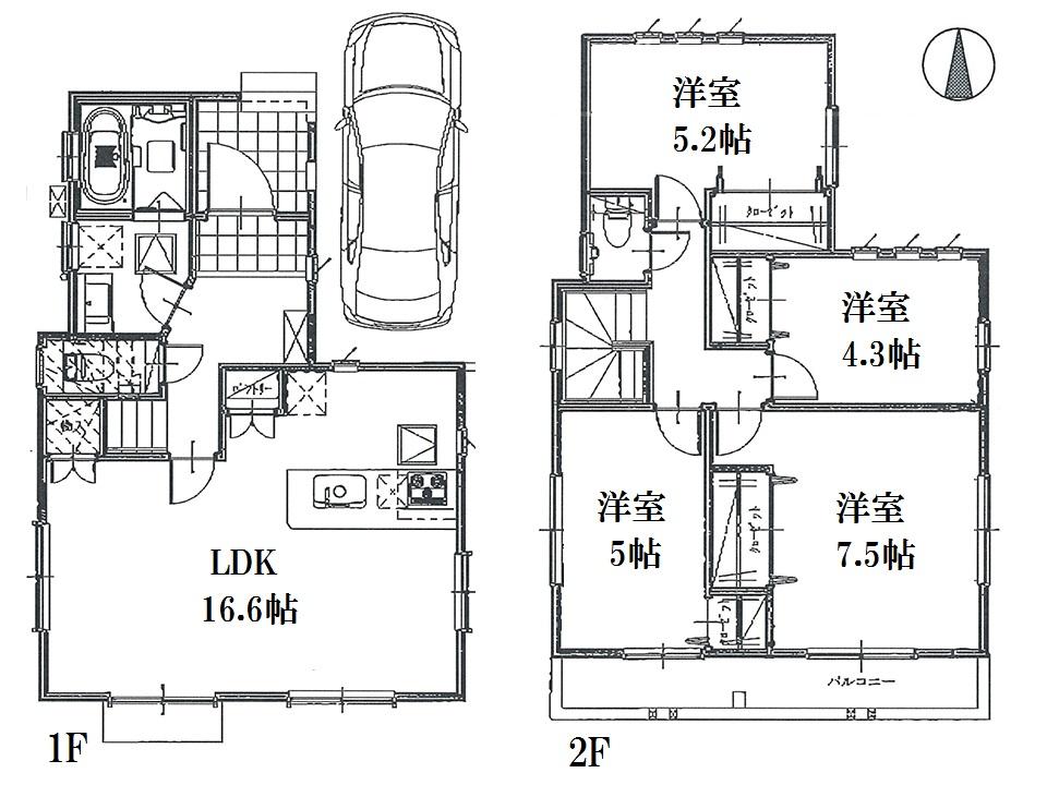 Floor plan. (1 Building), Price 38,958,000 yen, 4LDK, Land area 100.88 sq m , Building area 92.74 sq m