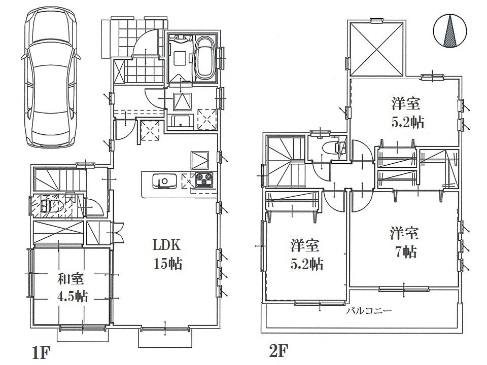 Floor plan. (Building 2), Price 39,958,000 yen, 4LDK, Land area 100.9 sq m , Building area 89.42 sq m
