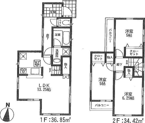 Floor plan. 31,800,000 yen, 3LDK, Land area 91.55 sq m , Building area 71.27 sq m
