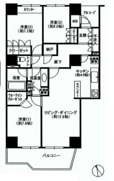 Floor plan. 3LDK, Price 25,800,000 yen, Occupied area 89.27 sq m