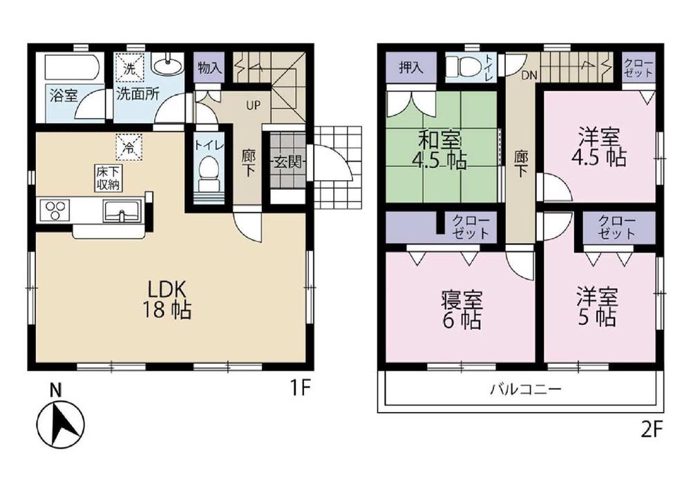 Floor plan. (1 Building), Price 33,800,000 yen, 4LDK, Land area 140 sq m , Building area 90.72 sq m
