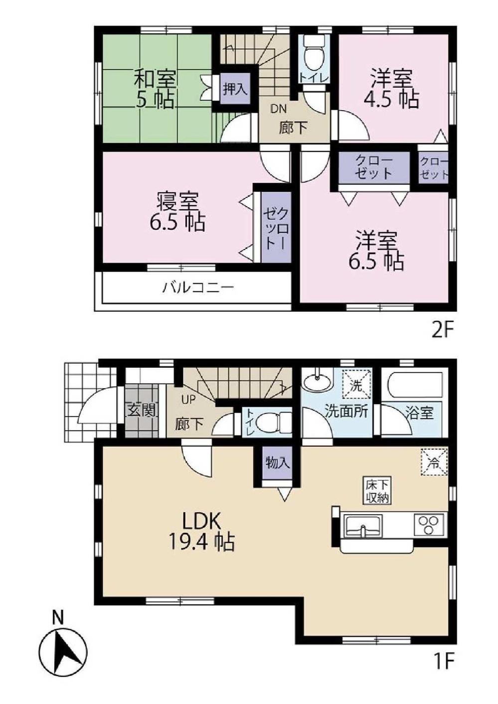 Floor plan. (5 Building), Price 32,800,000 yen, 4LDK, Land area 184.99 sq m , Building area 93.15 sq m