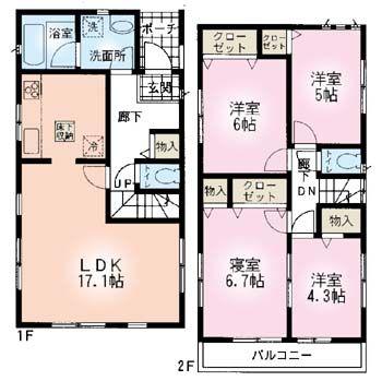 Floor plan. 33,300,000 yen, 4LDK, Land area 140.01 sq m , Building area 91.11 sq m