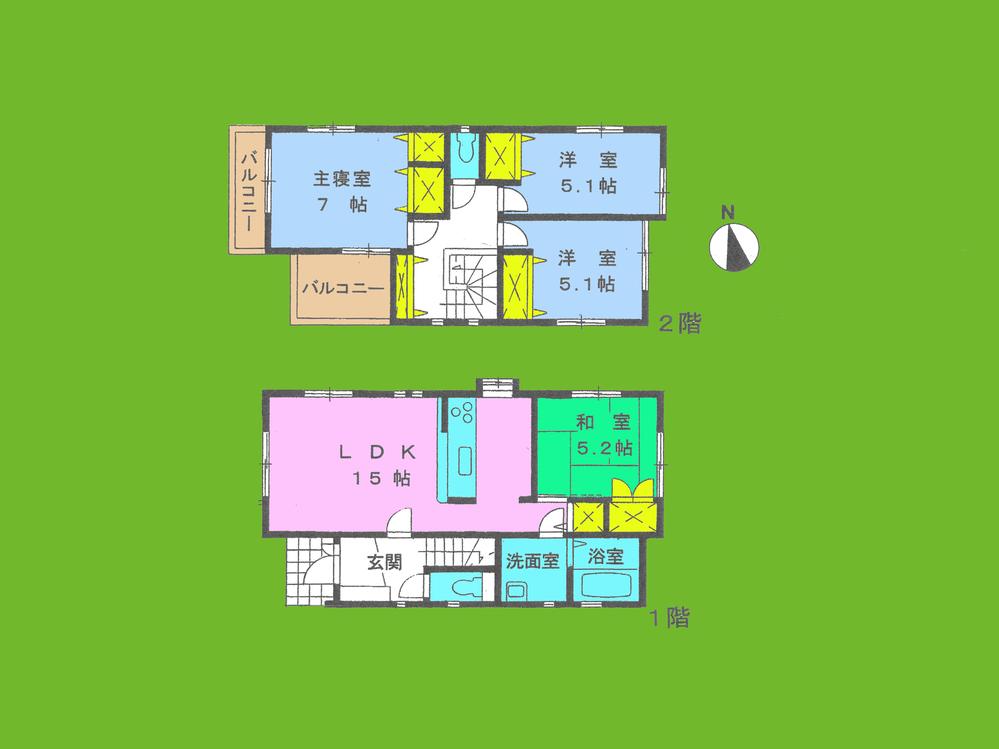Floor plan. 44,800,000 yen, 4LDK, Land area 125 sq m , Building area 91 sq m