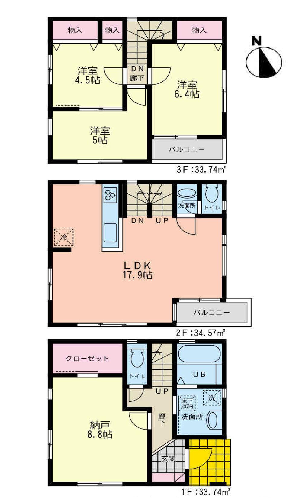 Floor plan. (A), Price 35,800,000 yen, 4LDK, Land area 81.17 sq m , Building area 102.05 sq m