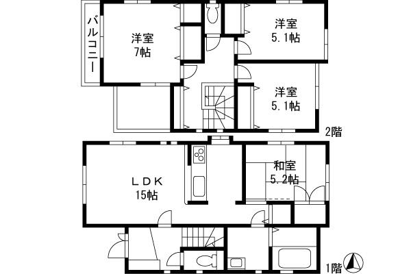 Floor plan. 44,800,000 yen, 4LDK, Land area 125 sq m , Building area 91 sq m