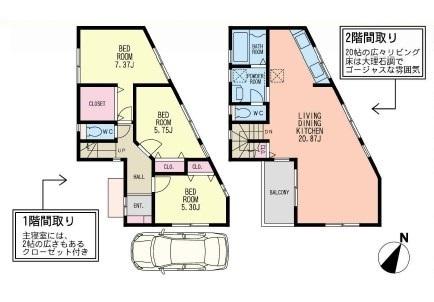 Floor plan. 29,800,000 yen, 3LDK, Land area 128.84 sq m , Building area 91.7 sq m