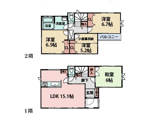 Floor plan. 40,950,000 yen, 4LDK, Land area 99.54 sq m , Building area 96.12 sq m floor heating equipped