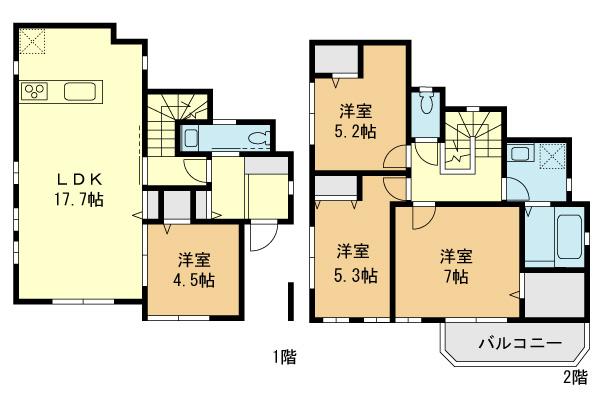 Floor plan. (C Building), Price 41,958,000 yen, 4LDK, Land area 123.7 sq m , Building area 95.84 sq m