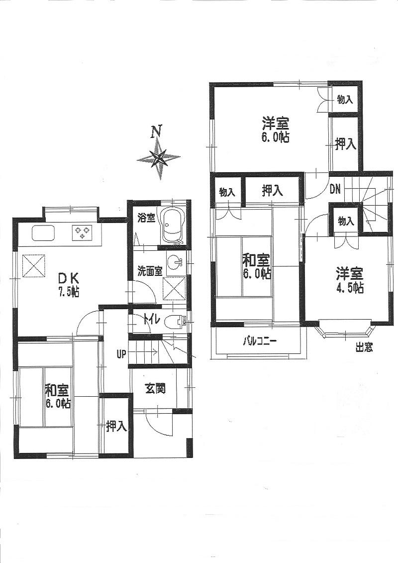 Floor plan. 18,800,000 yen, 4DK, Land area 129.36 sq m , Building area 75.18 sq m