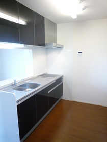 Kitchen. Spacious kitchen color scheme with calm