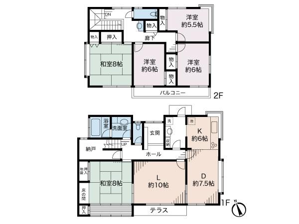 Floor plan. 45,800,000 yen, 5LDK + S (storeroom), Land area 214.78 sq m , Building area 150.51 sq m