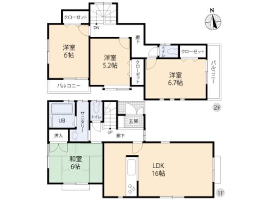 Floor plan. 34,800,000 yen, 4LDK, Land area 101.62 sq m , Building area 96.05 sq m floor plan