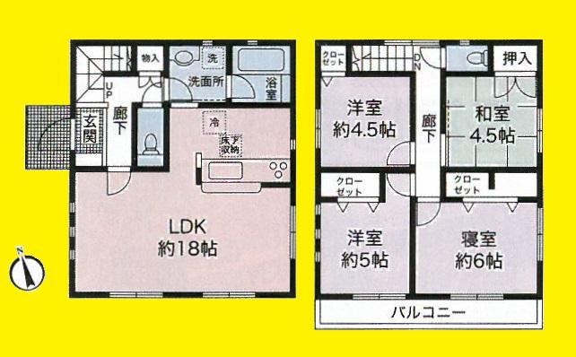 Floor plan. 29,800,000 yen, 4LDK, Land area 185 sq m , Building area 90.72 sq m