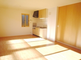 Kitchen. Convenient window with kitchen lighting